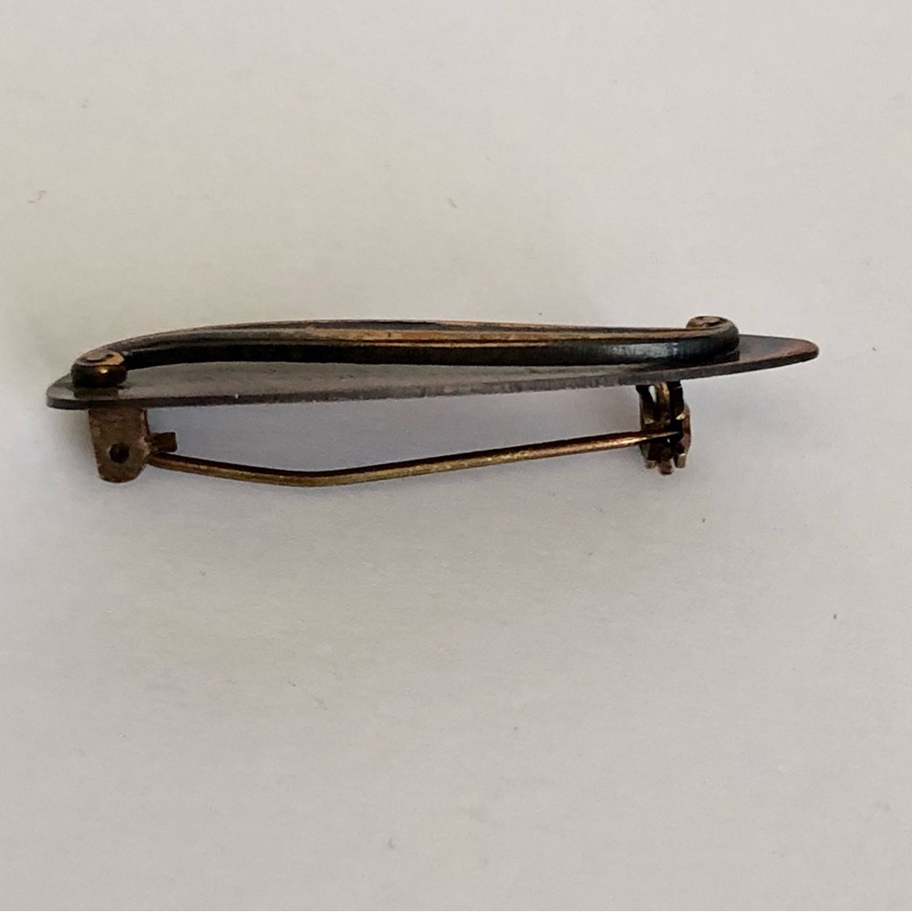 Vintage Copper  Brass leaf teardrop brooch 1.5" - Picture 4 of 5